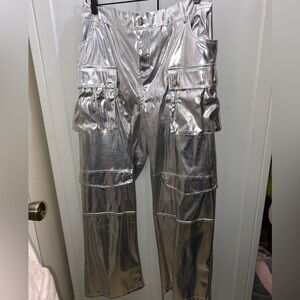 Chrome/grey stretchy pants
